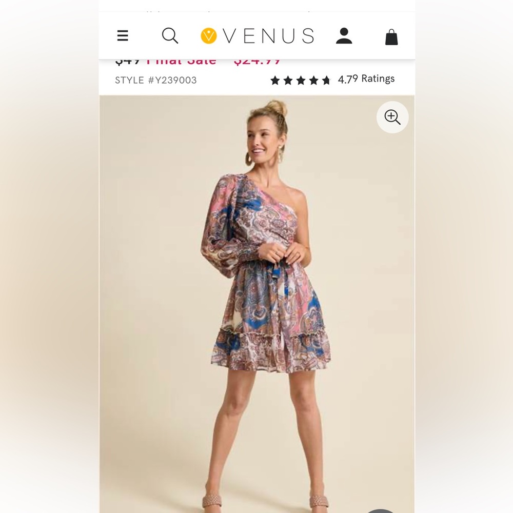 Venus Paisley print one shoulder dress